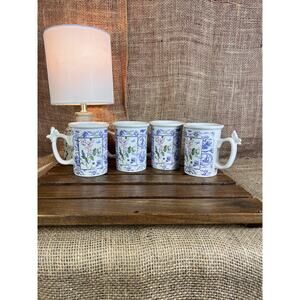 Set of 4 Vintage Hallmark Floral Coffee Tea Mug Butterfly Handle~Houston Harvest